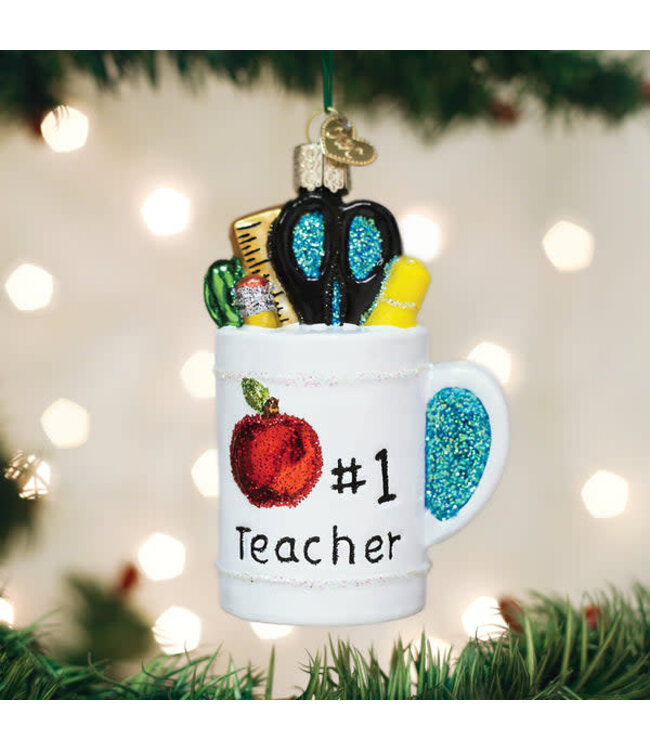 OLD WORLD CHRISTMAS Best Teacher Mug Ornament