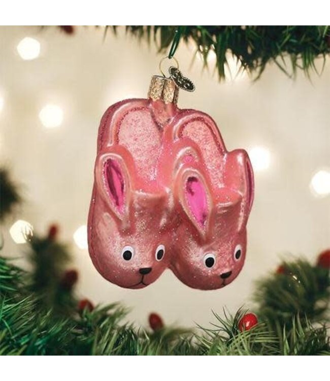OLD WORLD CHRISTMAS Bunny Slippers Ornament