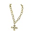 SUSAN SHAW HC Gold 4 Cross Pendant With Pearl On Loop Chain Necklace