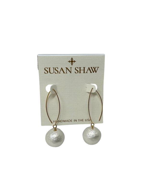 SUSAN SHAW Handcast Gold Threader Cotton  Pearl Earrings