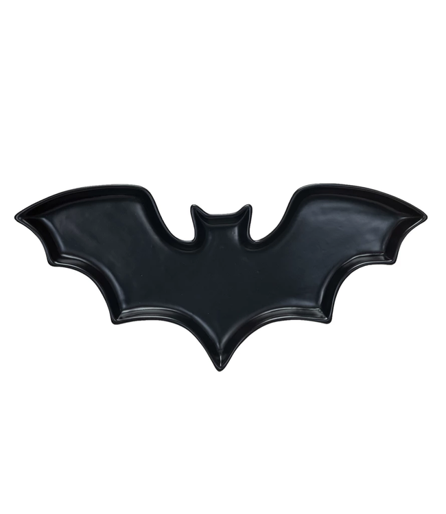 Stoneware Bat Shaped Dish - Matte Black