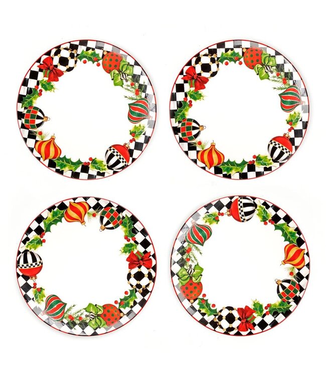 MACKENZIE CHILDS Deck the Halls Dinner Plate - Sold Individually