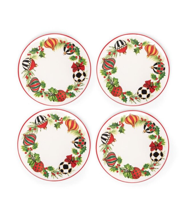 MACKENZIE CHILDS Deck the Halls Salad Plate - Sold Individually