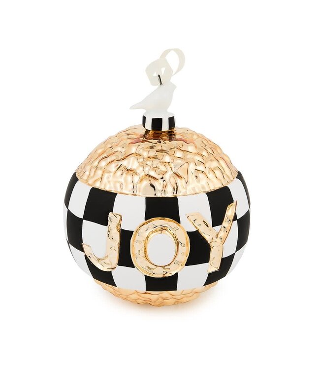 MACKENZIE CHILDS Courtly Noel JOY Glass Ball Ornament