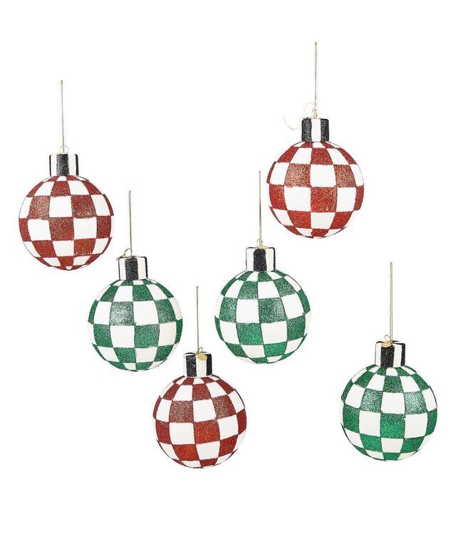 MACKENZIE CHILDS Check It Out Glass Ball Ornament - Sold Individually