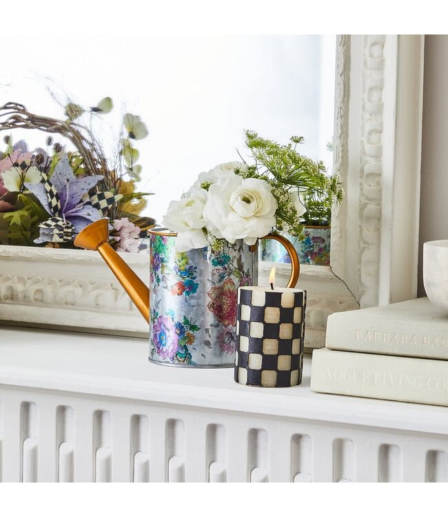 MACKENZIE CHILDS Check 4" Black Pillar Candle