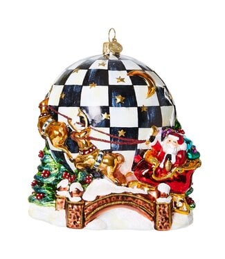 MACKENZIE CHILDS Around The World Santa Glass Ornament