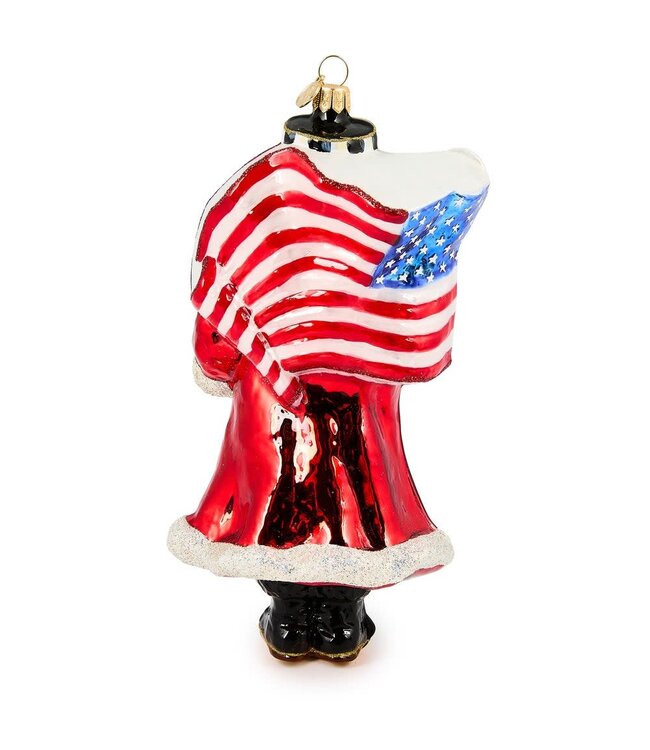 MACKENZIE CHILDS Santa with Flag Glass Ornament