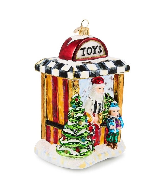 MACKENZIE CHILDS Santa's Toy Store Glass Ornament