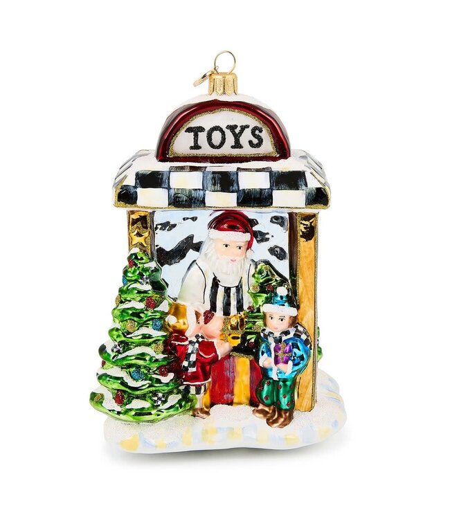 MACKENZIE CHILDS Santa's Toy Store Glass Ornament