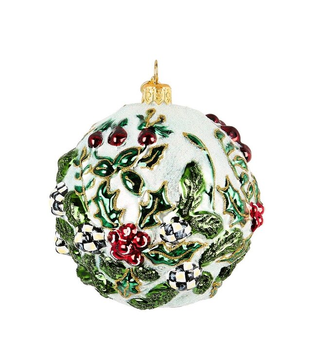 MACKENZIE CHILDS Cardinal Ball Glass Ornament