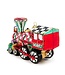 MACKENZIE CHILDS Check It Out Train Glass Ornament