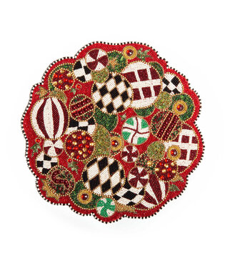 MACKENZIE CHILDS Jolly Ornaments Beaded Placemat