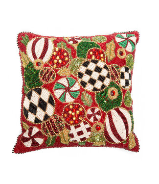 MACKENZIE CHILDS Jolly Ornaments Throw Pillow