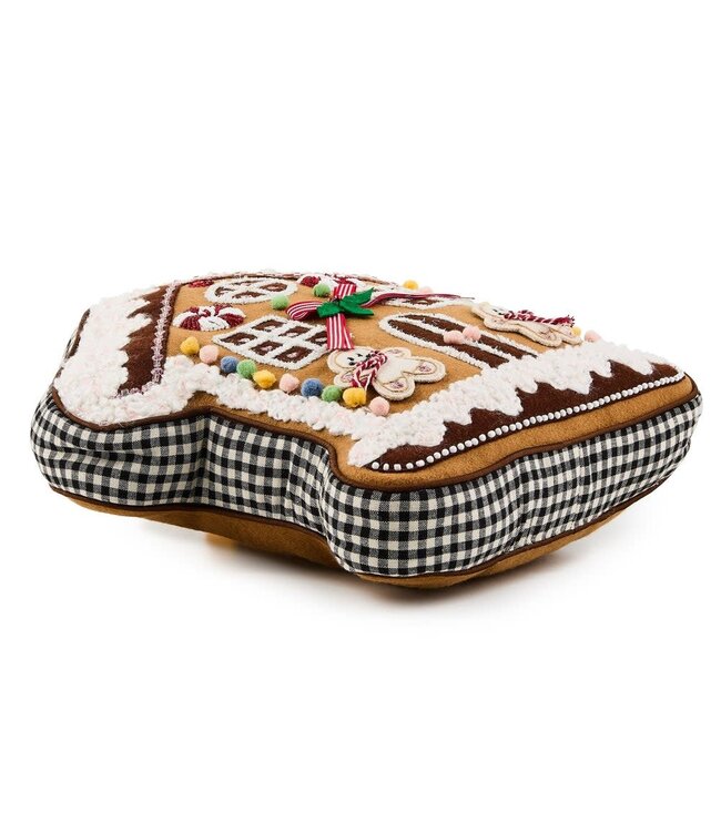MACKENZIE CHILDS Gingerbread House Shaped Throw Pillow