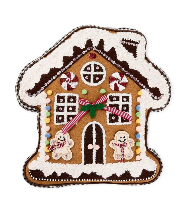 MACKENZIE CHILDS Gingerbread House Shaped Throw Pillow