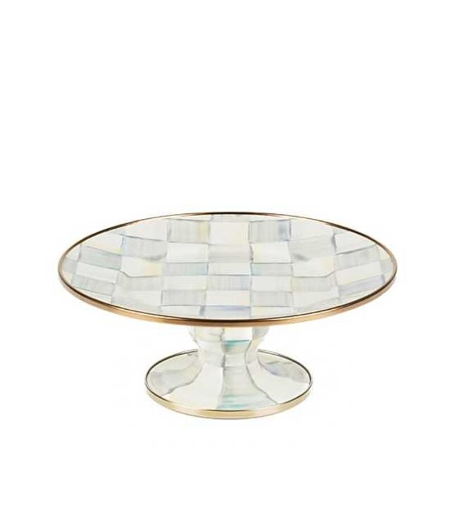 MACKENZIE CHILDS Sterling Check Enamel Pedestal Platter