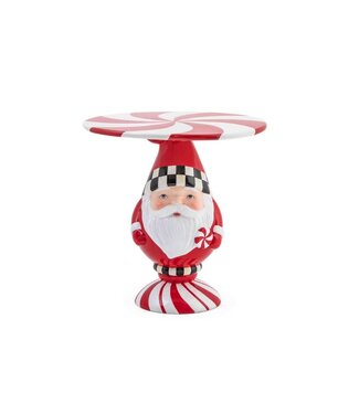 MACKENZIE CHILDS Peppermint Santa Pedestal Platter