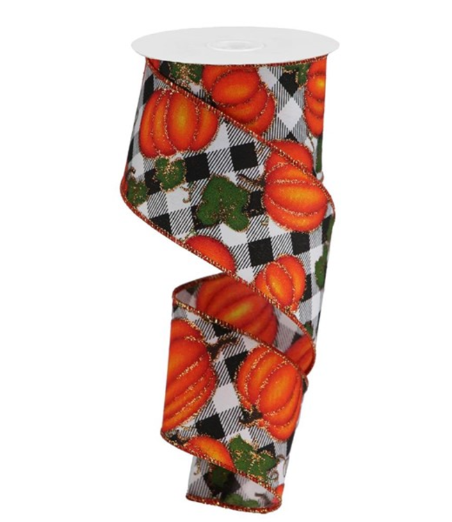 2.5"X10yd Pumpkin W/Leaves/Check