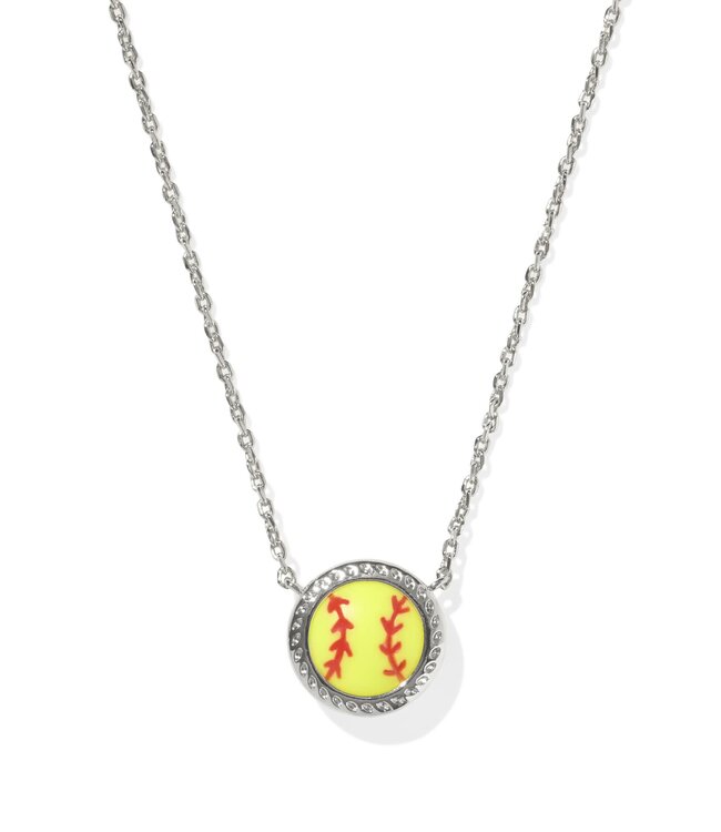 KENDRA SCOTT Softball Short Pendant Necklace Silver