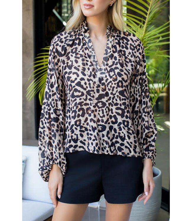 Jessa Long Sleeve Cheetah Print Top