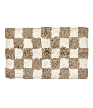 MACKENZIE CHILDS Checkerboard Taupe Bath Rug