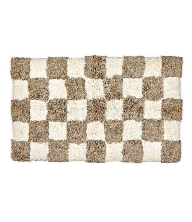 MACKENZIE CHILDS Checkerboard Taupe Bath Rug