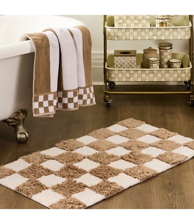 MACKENZIE CHILDS Checkerboard Taupe Bath Rug