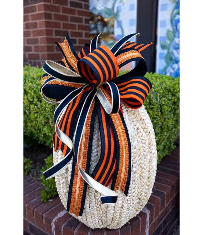Orange & Black Striped Bow