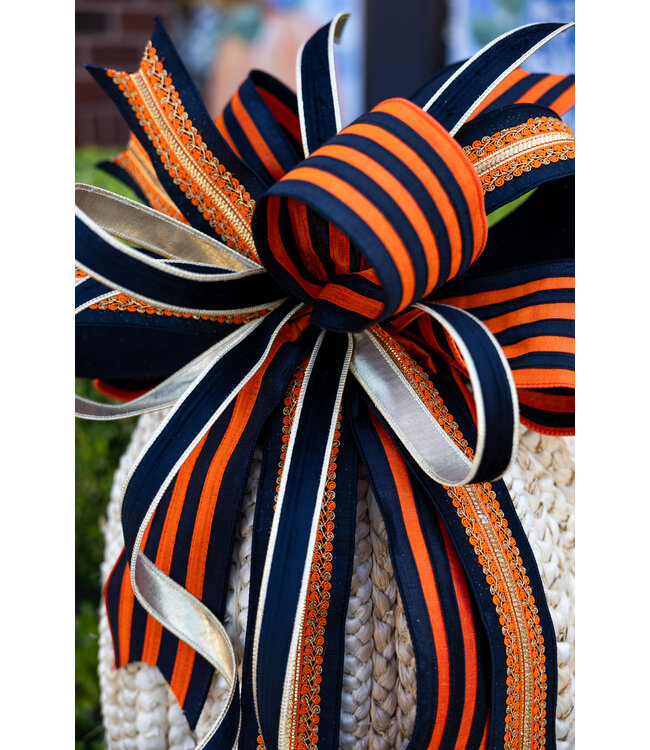 Orange & Black Striped Bow