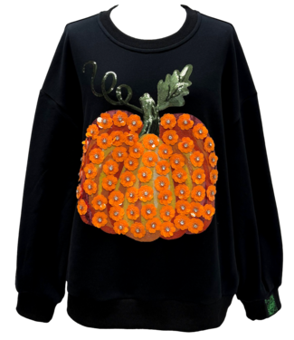 Avery Black & Orange Flower Sequin Pumpkin Sweatshirt