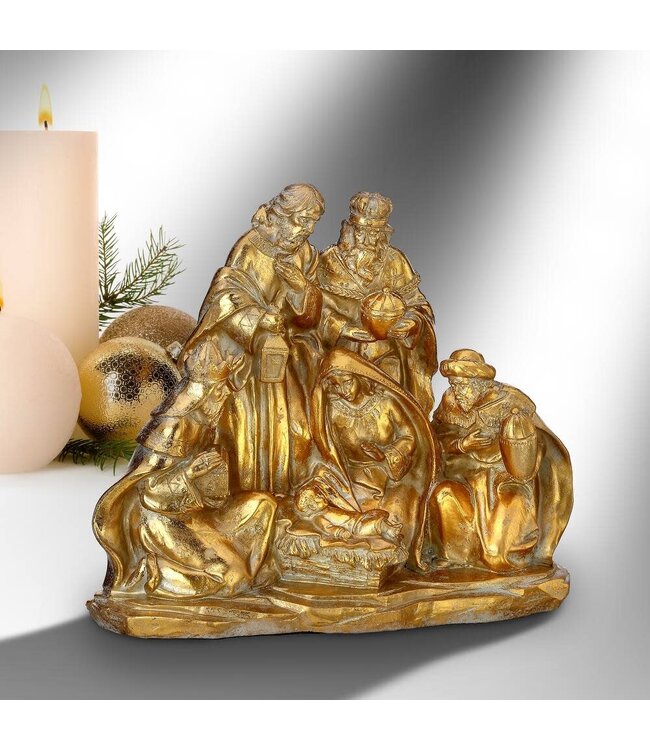 8.5" Resin Golden Nativity Scene