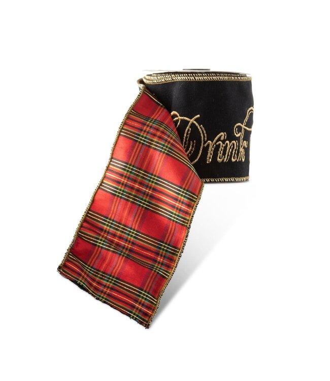 Holiday Script Velvet and Taffeta Plaid Ribbon