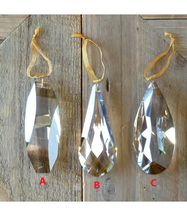Faceted Elongated Crystal Gem Ornament - Sold Individually
