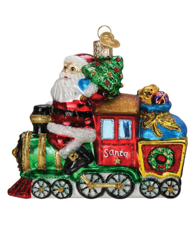 OLD WORLD CHRISTMAS Santa On Locomotive Ornament