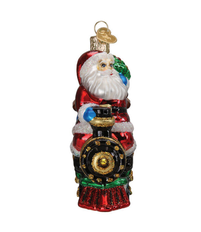OLD WORLD CHRISTMAS Santa On Locomotive Ornament