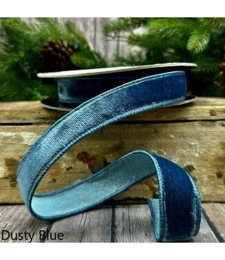 1” X 10yds VP Lush Velvet Matching Dupion Back, Dusty Blue