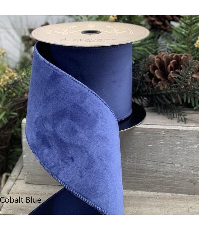 2.5” X 10yds Velvet Taffeta Back, Cobalt Blue