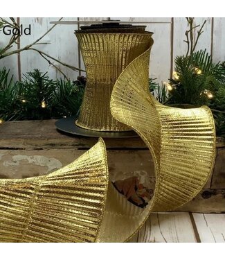 5” X 10yds Fluted Lame, Gold