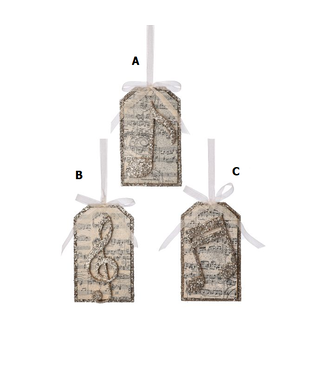 Glitter Musical Note on Board Ornament