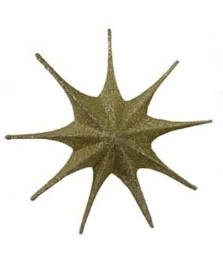 15.75" Folding 9 Point Star Christmas Ornament, Gold