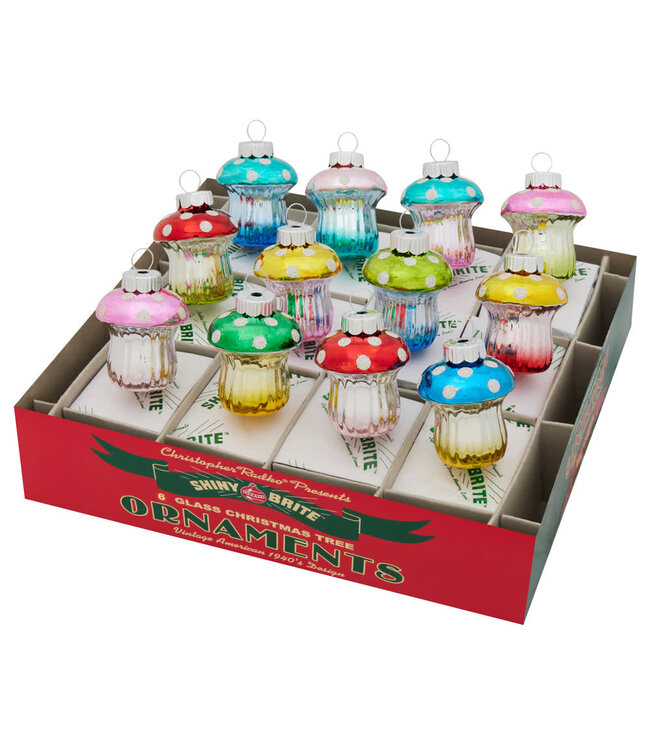 Christmas Confetti 12 Count 1.75"  Mushrooms