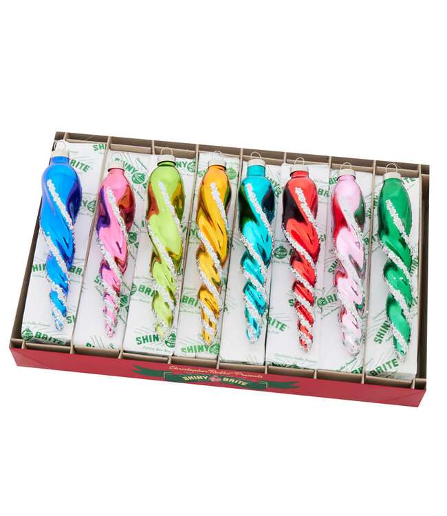 Christmas Confetti 8 Count 6" Glass  Icicles