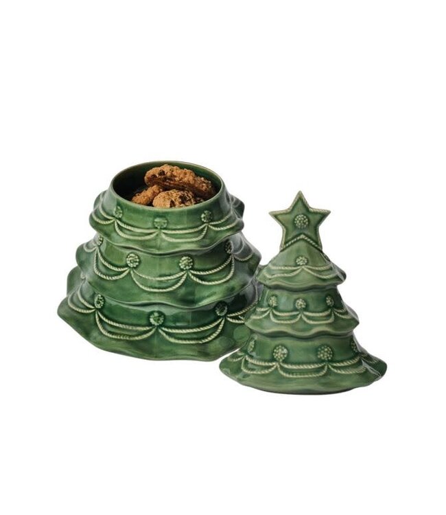 JULISKA Berry & Thread Christmas Tree Cookie Jar With Lid - Basil