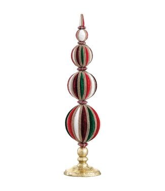 20" Diamond Velvet Ball Table Top Red Green