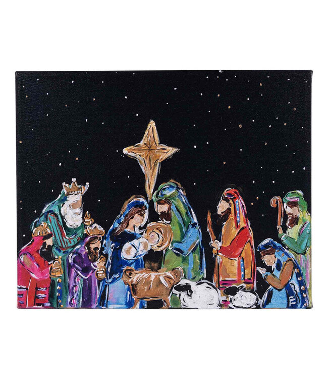 Nativity At Night Small Canvas