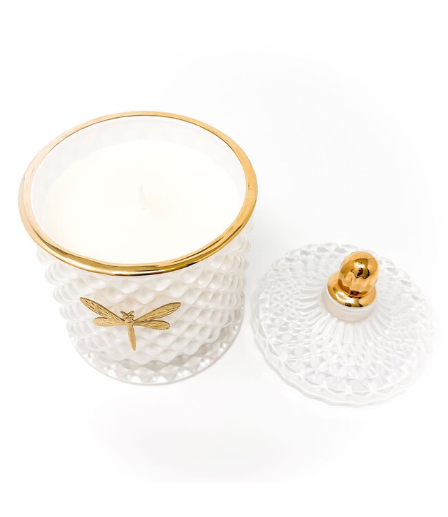 DRAGONFLY FRAGRANCES Bella Candle - White & Gold