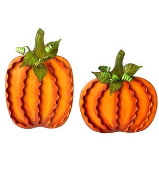 THE ROUND TOP COLLECTION Large Ribbon Pumpkins Orange - Sold Individually