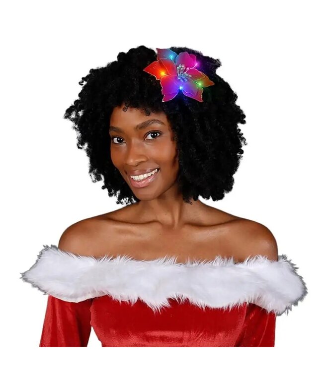 Light Up Christmas Red Poinsettia Hair Clip