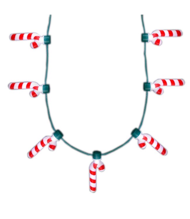 Light Up Seven Candy Cane Charms Christmas Necklace